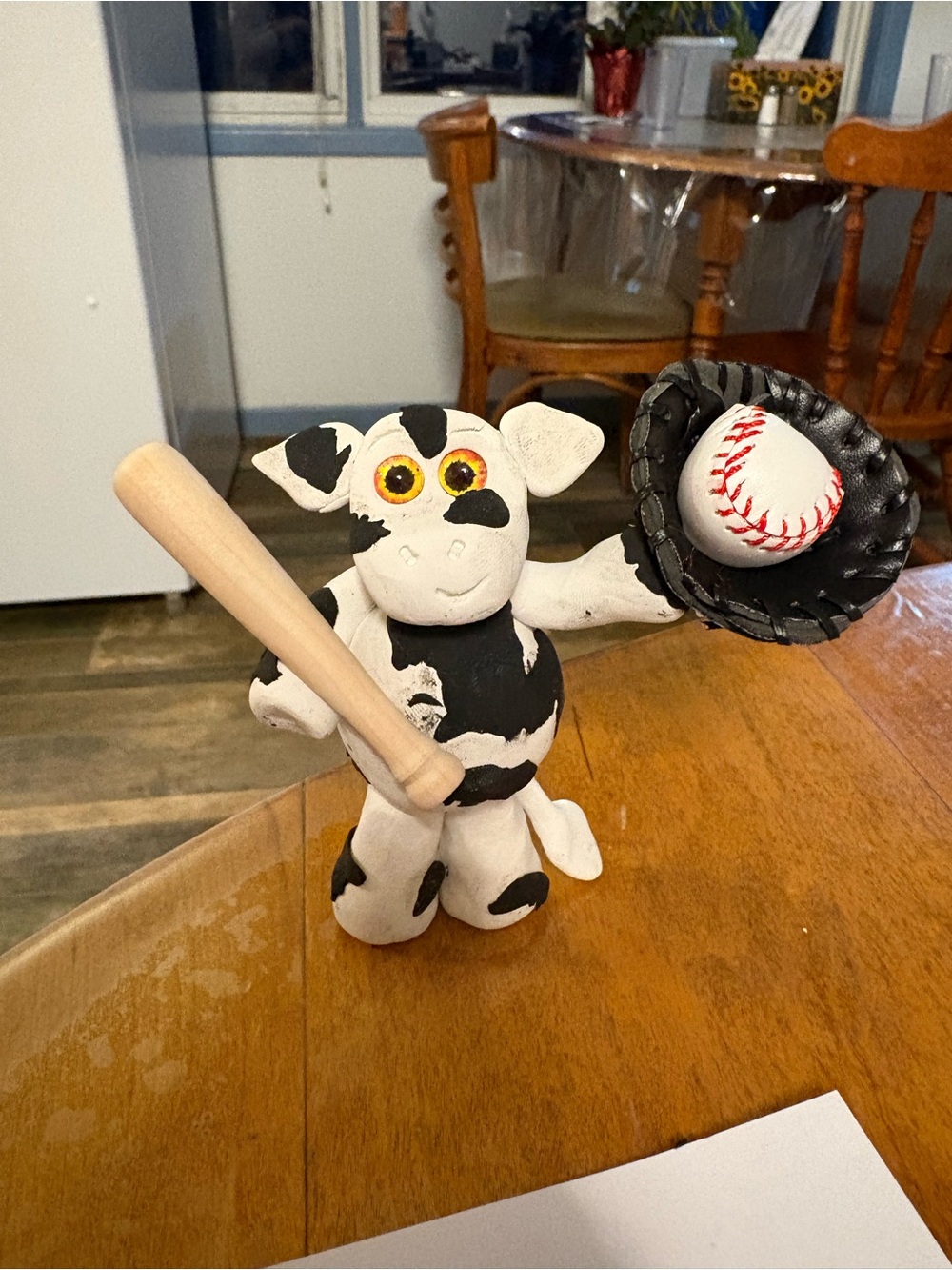 Cow Baseball Player- Black & White